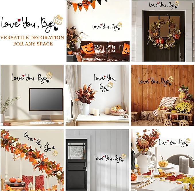 Love You Bye Wood Sign,Fall Decoration for Home&Halloween Decoration Fall Decor Autumn Wall Decor Wooden Pumpkin Sign forHallway Entryway Door,Porch,Fireplace Mantel Thanksgiving Farmhouse Living Room