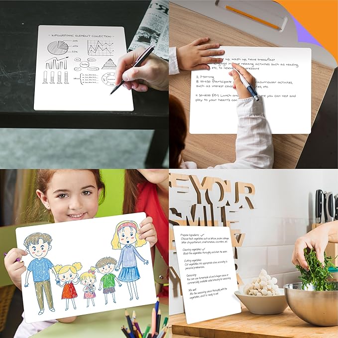 8 Packs Small Whiteboards, Double Sided Dry Erase Blank Board, Writable and Erasable White Board for Office, Home, Classroom, Math, Drawing (Each Measures 12” x 9”)