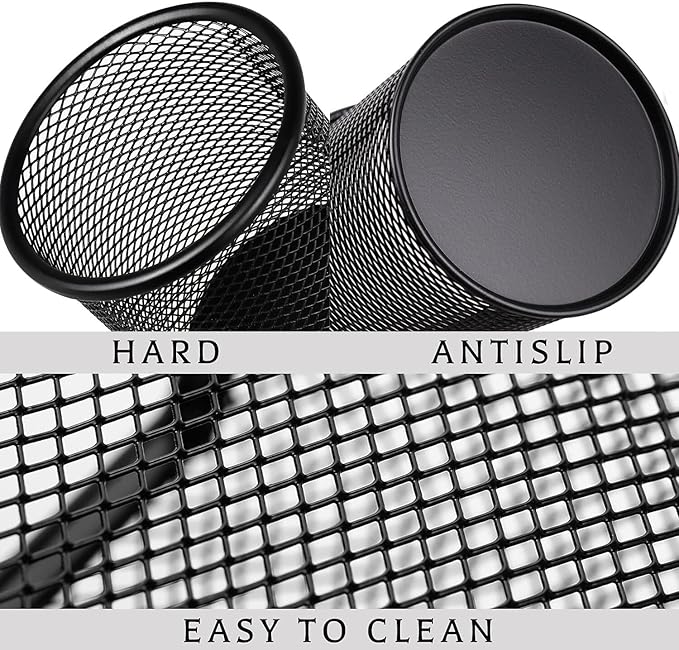 SNOW COOLER Pen Holder Mesh Pencil Holder Metal Pen Holder Pencil Holder for Desk Office Pen Organizer Black, 8 Pack