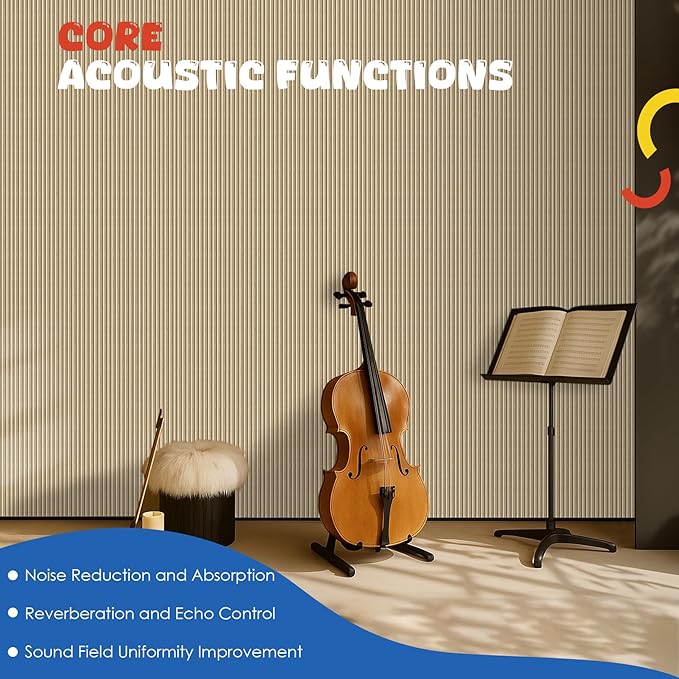 5 Pack Acoustic Panels,47.2x23.6x0.4 inch Acoustical Wall Panels,Large Soundproof Panels,Self-Adhesive Sound proof Panels for Walls,Acoustic Treatment for Recording Studio&Office,Camel
