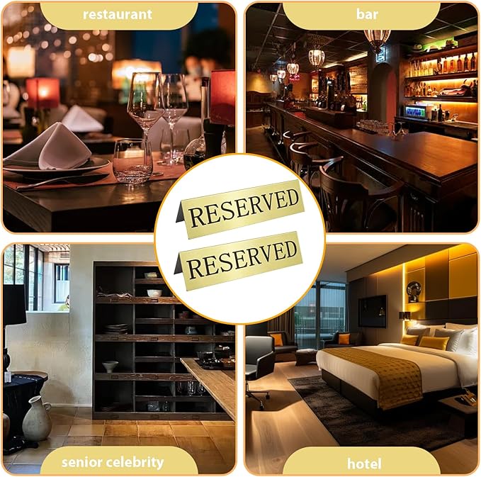 6PCS Reserved Table Signs Set,Reserved Seating Signs for Weddings and Important Events, Table Card Holders,Suitable for Reserving Seating in Restaurant Tables