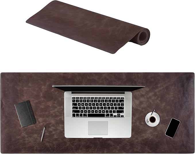 Node Leather Calfskin Leather Desk Pad – Executive Office Desk Mat with Non-Slip Bottom – Smooth Surface for Mouse & Keyboard – Wide Desk Protector 15 3/4" x 38"