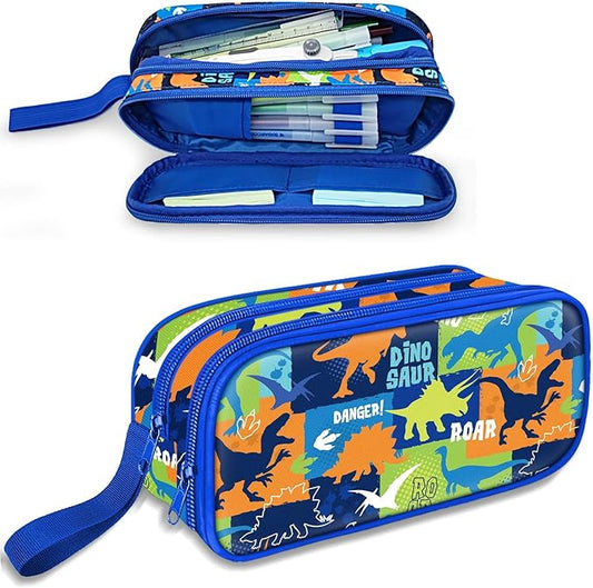 Fitvc Large Pencil Case for Boys,Dinosaur Boys Pencil Pouch for Kids Teens School,Large Capacity Pen Box Marker Organizer for School