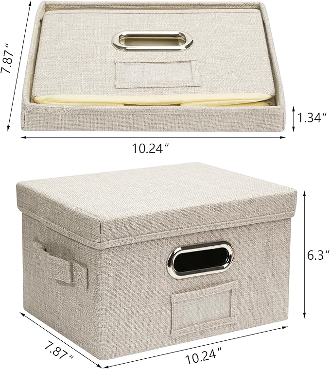 Remowith Greeting Card Organizer and Storage Box with 20 Pcs Adjustable Dividers, Storing Cards with 84 Pcs Labels Perfect for Storing Greeting Cards, Envelopes, Photos 1 Pack Beige