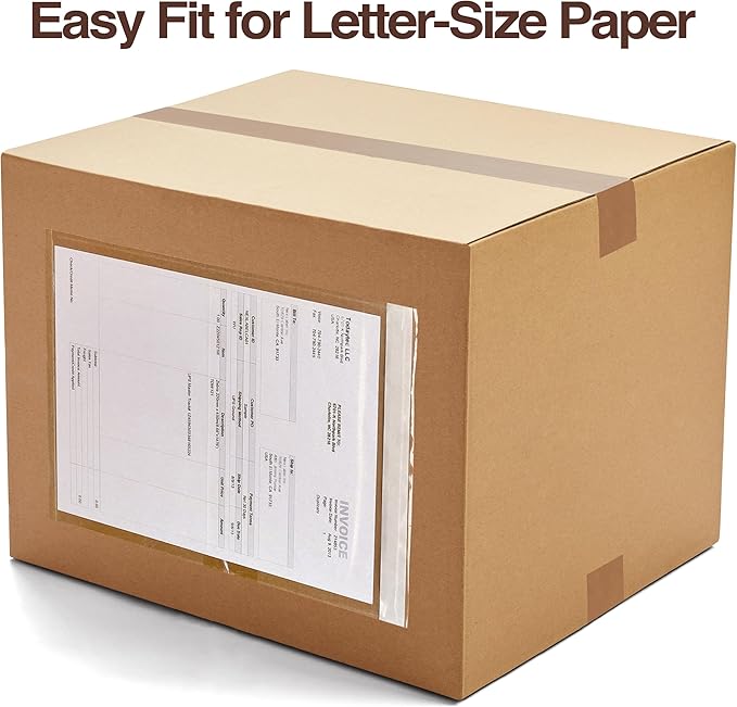 Shipping Label Sleeves - 3.12 Mil Thick 500 Pack 9.5'' x 12'' Strong Adhesive Back for Secure Package Labelling Fit for 8.5'' x 11'' Letter Size Paper, WaterProof and Durable