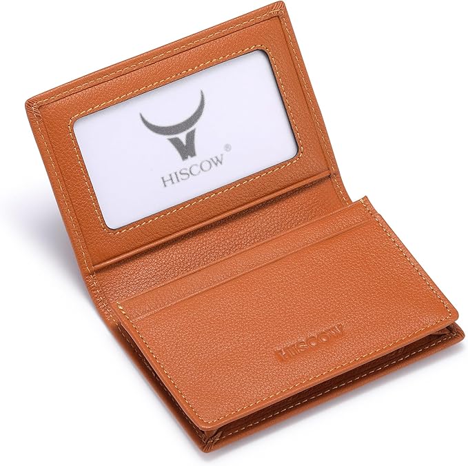 Leather Business Card Case Holder for Men & Women, Italian Calfskin