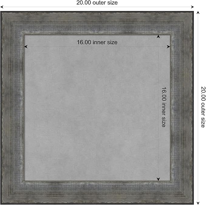 Amanti Art Silver Framed Magnetic Board 20x20 Small Vision Board for use with Magnets, 100% Metal Sheet to Display Items as Office Decor or for Home Organization in mudroom, Kitchen or Kids Room