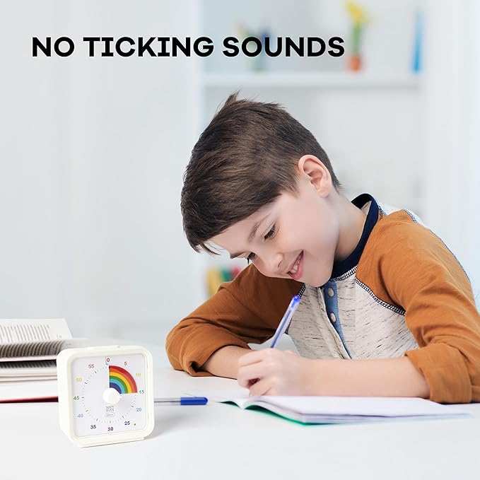 TWENTY5 SEVEN Countdown Timer, 60 Minute 1 Hour Silent Visual Timer, Magnetic Classroom Teaching Tool Office Meeting, Countdown Clock for Kids Time Management, Rainbow