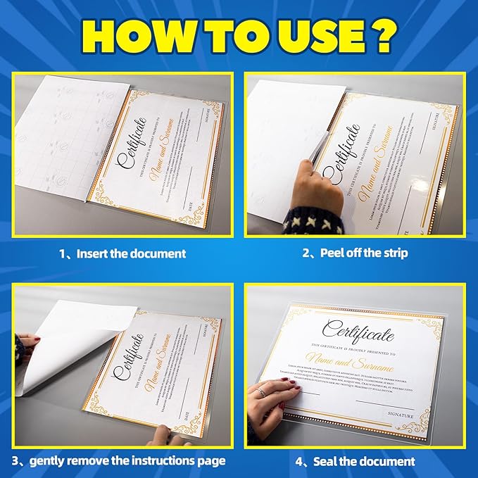 Uinkit 10Mil Thick Self-Seal Laminating Sheets - Ultra Strong, Bubble-Free Protection for Documents & Crafts (10 Pack, 9x11.5 Inch)