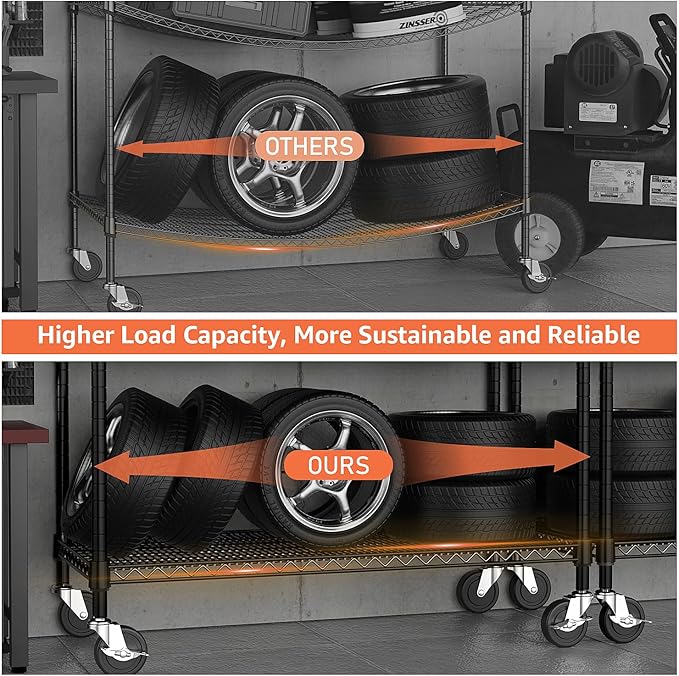 M MZG Garage Shelving 5 Tier Industrial Metal Shelving Units for Commercial, Basement, Pantry, Warehouse, School, Black Heavy Duty Easy Assembly 23.6" D x 53.2" W x 73.6" H