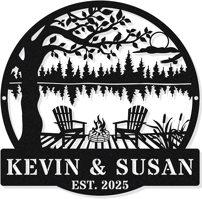 Personalized Mountain Campfire Sign, Custom Fire Pit & Campsite Decor, Metal Outdoor Camping Sign, Personalized Camping Gifts, Custom Campfire Name Sign, Camper Decor, Unique Outdoor Wall Art