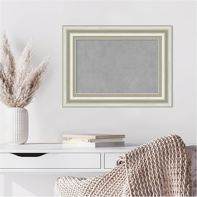 Amanti Art Silver Framed Magnetic Board 18x24 Small Vision Board for use with Magnets, 100% Metal Sheet to Display Items as Office Decor or for Home Organization in mudroom, Kitchen or Kids Room