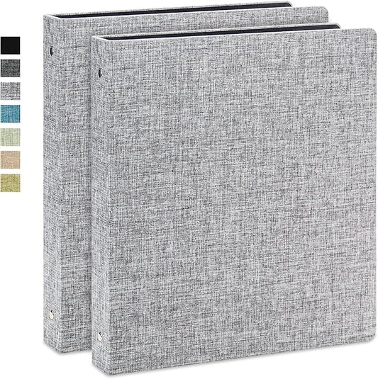 Vienrose 3 Ring Binder 1 Inch Round Rings with Linen Fabric Cover, Fits 8.5 x 11 Inch Paper, Durable Organizer for School, Office, Home, Recipes (2 Pack,Grey)