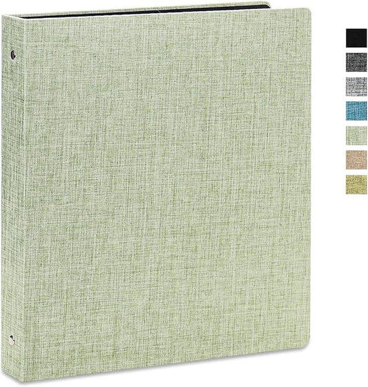 Vienrose 3 Ring Binder 1 Inch Round Rings with Linen Fabric Cover, Fits 8.5 x 11 Inch Paper, Durable Organizer for School, Office, Home, Recipes, LightGreen