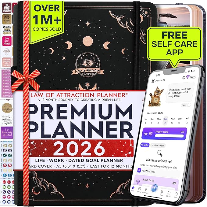 Law of Attraction Planner 2026 Deluxe with Productivity App | Weekly & Monthly Goal-Setting Planner, Life & Gratitude Journal | Include Foldable Vision Board, Gift Box & Stickers