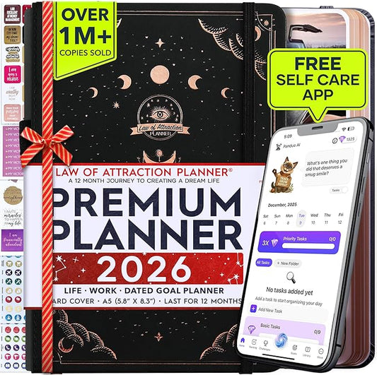 Law of Attraction Planner 2026 Deluxe with Productivity App | Weekly & Monthly Goal-Setting Planner, Life & Gratitude Journal | Include Foldable Vision Board, Gift Box & Stickers