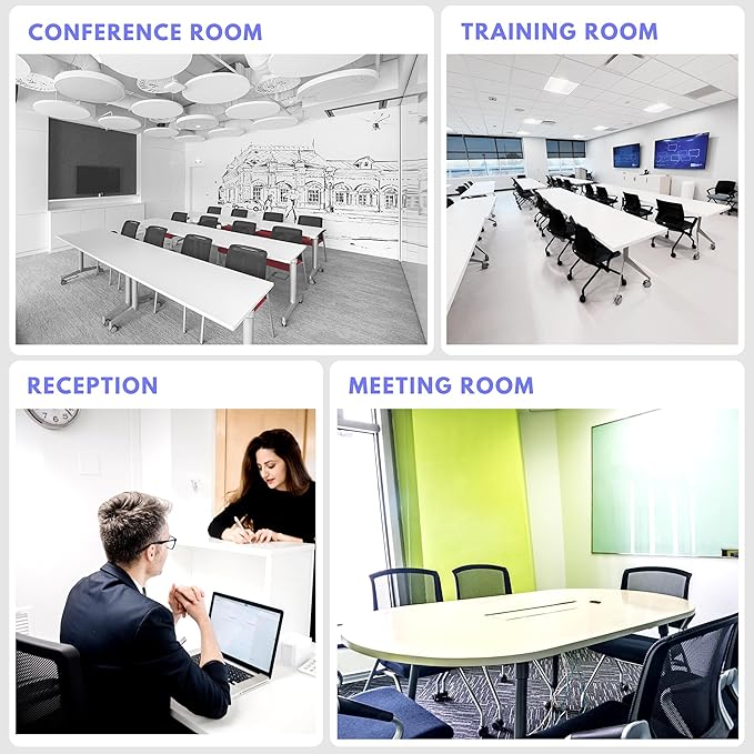 BROBRIYO Conference Room Chairs with Wheels and Paddle, Ergonomic Mesh Back and Arms for Meeting, Conference, Reception, Training Room & Home Office Desk Folding Chairs 8 Pack