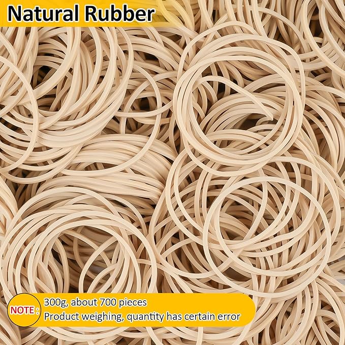 MOWPOG 700 Pcs Rubber Bands, Size #16 Reusable Elastic Rubber Band for Office Supplies File Folders, Home Packaging, Crafts DIY Bundling, Multipurpose (Beige)