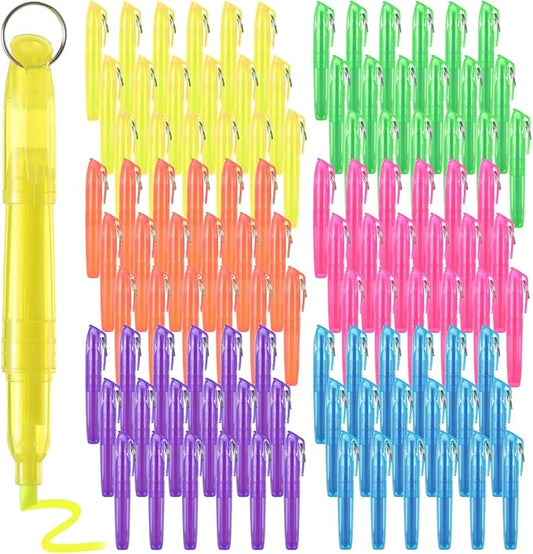 Skdqiee 108 Pieces Small Highlighters, Key Ringed Pocket Highlighter, Colorful Smooth Liquid Highlighters, Florescent Color Pens Ideal for Teachers Students Offices