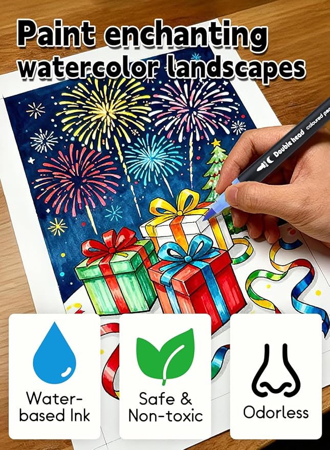 AEDAGA 80 Colors Dual Tip Brush Pens, Fine Felt Tip and Brush Tips Colored Pens for Adults, Coloring Markers for Coloring Book Bullet Journaling Note Taking Hand Lettering