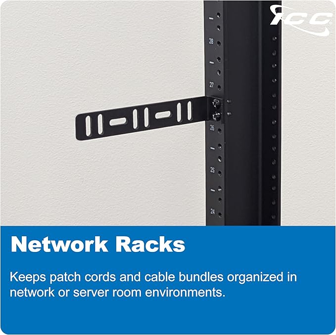 ICC 6” Metal L-Shaped Cable Management Bracket, Vertical/Horizontal, Rack or Wall Mount, Pack of 25 – Cable Organizer for Data Centers and Network Racks
