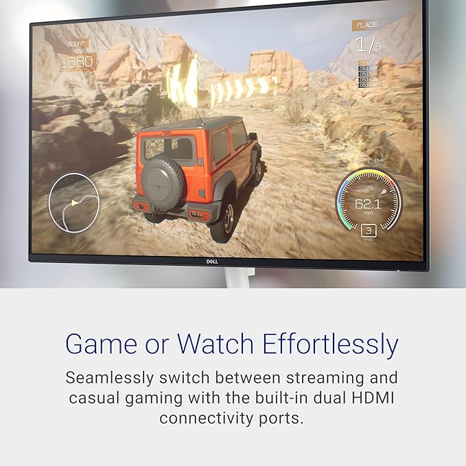 Dell S2725DS Monitor - 27 Inch, QHD (2560x1440) Display, 100Hz refresh rate, 1500:1 contrast ratio, TÜV Rheinland Eye comfort 4 Star,Integrated 2x5W speaker, Height/Tilt/Swivel/Pivot- Ash White color