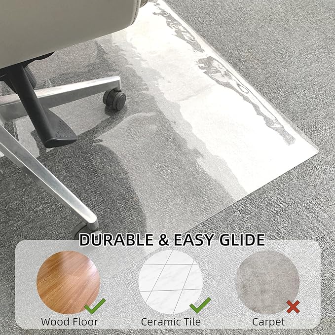 Chair Mat for Hardwood Floor, 1/5" Thick 48x36 inches Floor Mat Protector for Office Chair, Clear Thicken Pattern Rectangle Floors Protector