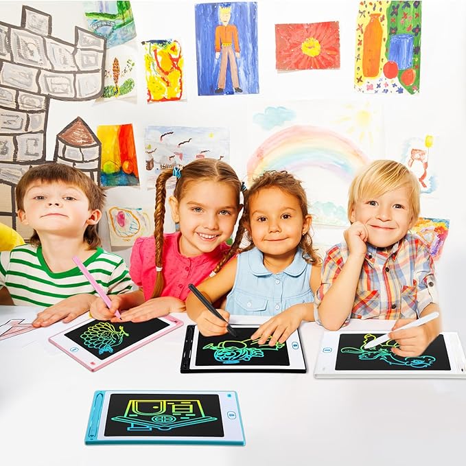 Tinlade 12 Pack LCD Writing Tablets for Kids, 8.5 Inch Erasable Doodle Boards Portable Electronic Drawing Pads, Learning Bulk Toys Gifts for Christmas School(Pink, Blue, White, Black)