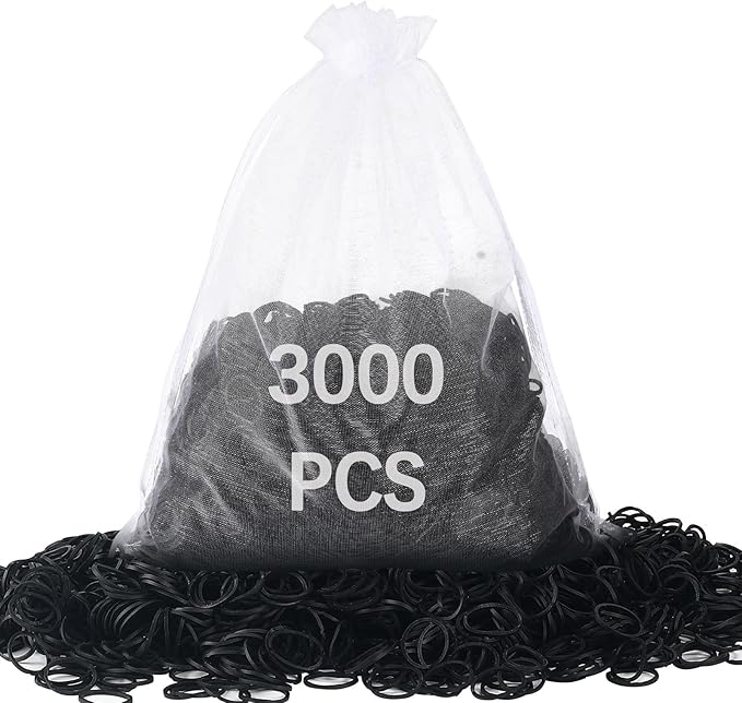 3000pcs small black rubber bands for hair soft little mini elastic hair rubber bands for Braids crafts Office Supplies School 0.38lbs small size 0.59inch