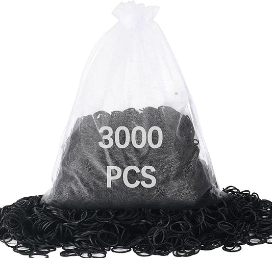 3000pcs small black rubber bands for hair soft little mini elastic hair rubber bands for Braids crafts Office Supplies School 0.38lbs small size 0.59inch