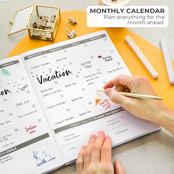 Clever Fox Planner PRO – Weekly & Monthly Life Planner to Increase Productivity, Time Management and Hit Your Goals, 8.5x11″ (Silver Black)