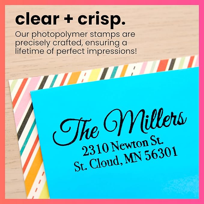 ExcelMark Personalized Return Address Stamp – Custom Self Inking Rubber Stamp (Large, Great Vibes)