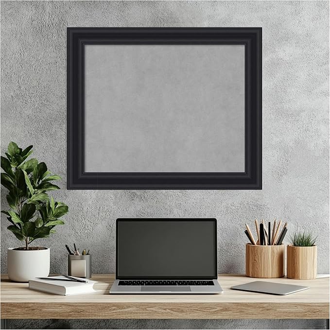 Amanti Art Black Framed Magnetic Board 20x24 Small Vision Board for use with Magnets, 100% Metal Sheet to Display Items as Office Decor or for Home Organization in mudroom, Kitchen or Kids Room
