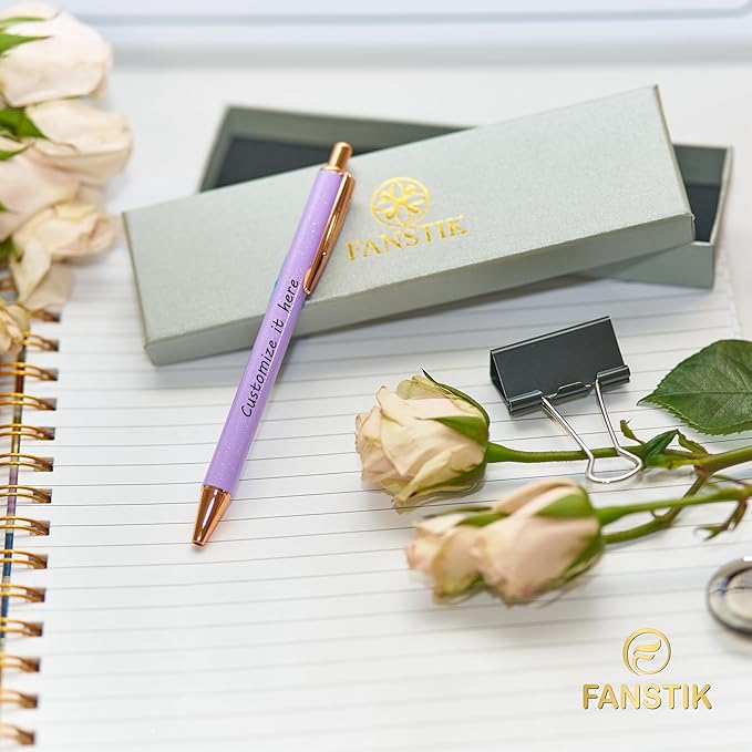 FANSTIK Customized BallPoint 3-pack pens set with name (MADE IN USA), Fancy Pen Set for Women, Thank you gift for woman, Luxury engraved pens personalized for women, (BallPoint Fancy Set)