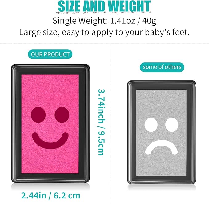 Outus 6 Pieces Reusable Ink Pad for Baby Footprint Handprint Paw Print, Non-Toxic Ink Pad, Feet and Hands Stamp for Boys and Girls Christmas New Year, 6 Colors(Fresh Color)