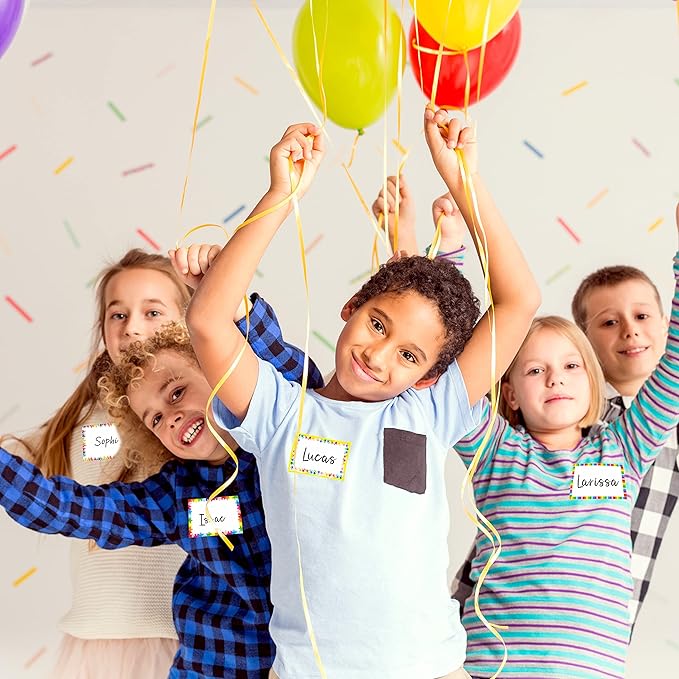 405 PCS Adorable Name Tag Stickers, 5 Color Designs for Themed Party School Office Home (3"x2")