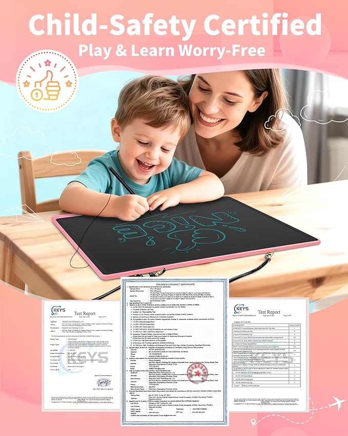 [Rechargeable] 20 Inch LCD Writing Tablet for Kids, Extra-Large Drawing Tablet for Adults, Educational & Learning Toys for Boys Girls Ages 8-12 Years Old, Drawing Board for Kids Birthday Gift (Pink)