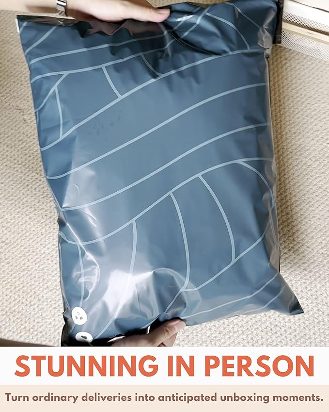 Poly Mailers 14.5 x 19 Inch- 100 pack Biodegradable Shipping Bags for Clothes and Large Items - Impack Self-Seal Waterproof Thick Mailing Envelope for Accessories & Clothing - Space Blue Leaf