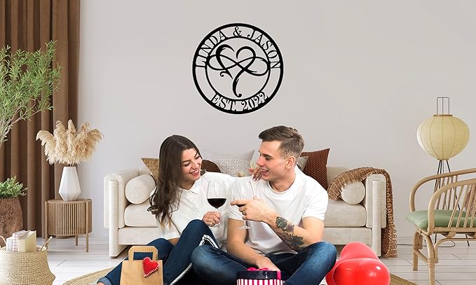efcustomgifts Metal Infinity Heart Name Sign, Personalized Wedding Gifts, Custom Metal Wall Art, 18 Gauge Steel, Portrait Orientation, Wall Mount, 1 Count