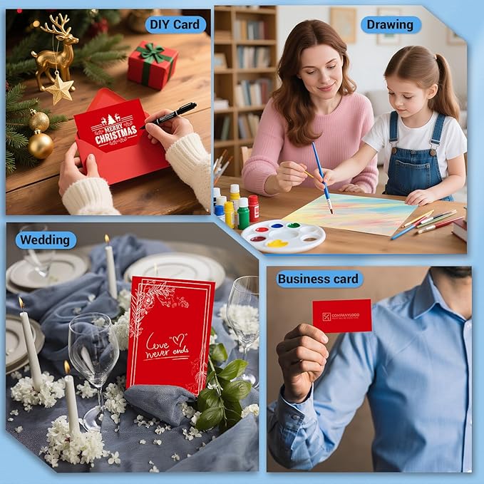 Cardstock Paper, Red Cardstock 8.5x11, 120 Sheets Christmas Card Stock, 200GSM Thick Printer Paper 8.5x11, Red Blank Card Stock Paper for Greeting Cards, DIY Cards, Wedding Invitation, Postcards