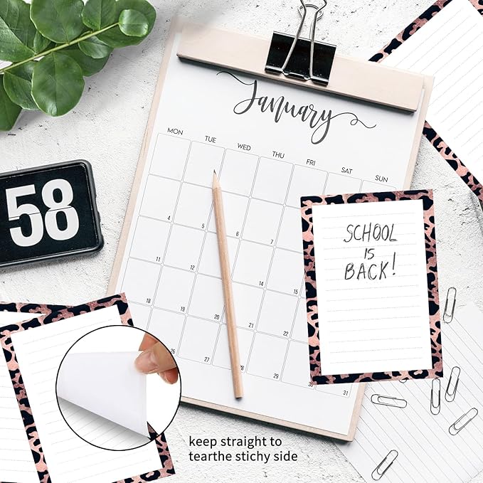 SXboxing Sticky Notes 4X6 Inches, 2 Pack Large Cute Self-Stick Pads, Bright Funny Memo Pads Easy to Stick for Home, Office Beautiful Leopard