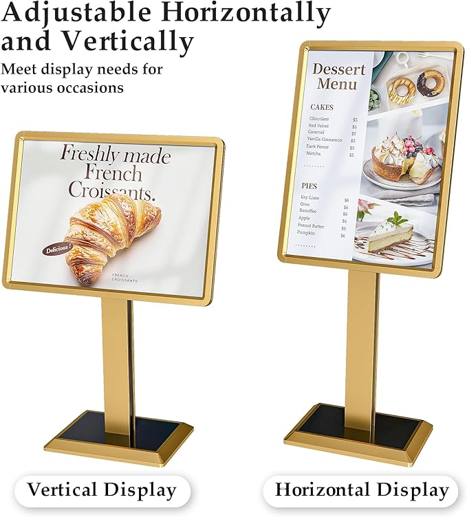 lesolar Display Menu Stand, 21x29 Inch Heavy Duty Aluminum Pedestal Sign Holder, Adjustable Floor Standing Sign Holder for Vertical and Horizontal View Display for Malls, Schools, Restaurants