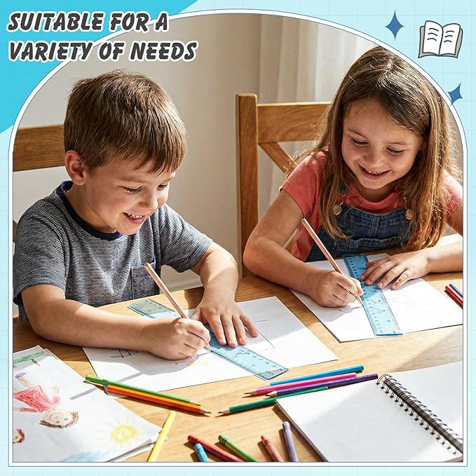 ForraFun 120 Pcs 12 Inch Plastic Ruler Bulk Colorful Transparent Ruler with Imperial and Metric Scales for Back School Office Supplies Home Tool Operation Measuring Drawing(Ocean Colors)