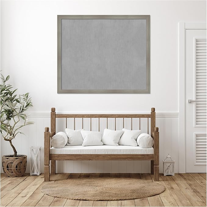 Amanti Art Grey Framed Magnetic Board 44x52 Oversize Vision Board for use with Magnets, 100% Metal Sheet to Display Items as Office Decor or for Home Organization in mudroom, Kitchen or Kids Room