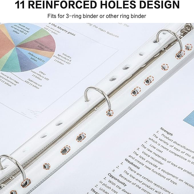 Sheet Protectors, PANDRI 800 Pack Clear Heavy Duty Plastic Page Protectors Sheet Reinforced 11-Hole Fit for 3 Ring Binder Fits Standard 8.5 x 11 Paper, 9.25 x 11.25 Top Loaded, Excluding Acid