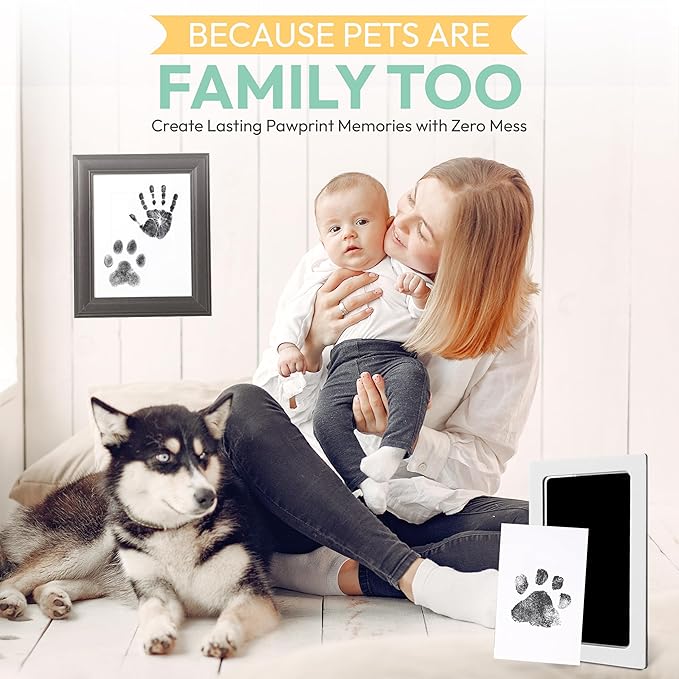 Large Clean Touch Ink Pad for Baby Handprints and Footprints – Inkless Infant Hand & Foot Stamp – Safe for Babies, Doesn’t Touch Skin – Perfect Family Memory or Gift, Black Print Kit by Tiny Gifts