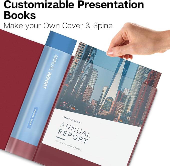 Dunwell Presentation Binder 60-Pocket, Displays 120 Pages, 8.5x11 Portfolio Binder with Plastic Sleeves, Storage and Organizer for Documents, Photos, Kids Artwork, Projects, Recipes (Ruby)