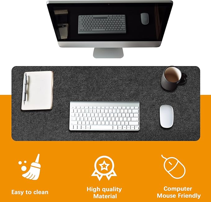Large Felt Desk mat, 40''x16'' with Non-Slip Full Desk Mouse Pad,Office Computer Desk for Keyboard Mat,Felt Desk Mat for Desk Pad Protector（100x40cm）