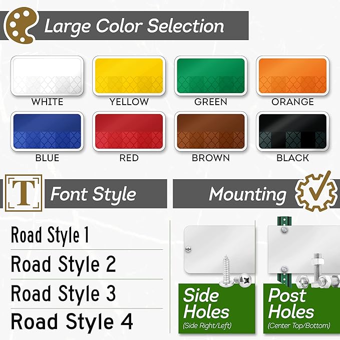Custom Street Sign, Address Sign, 8 Colors, Reflective Option, Mounting Options, 4x18 Inch, Thick Rust-Free AlumaBond, Made in USA By My Sign Center (Iconic)
