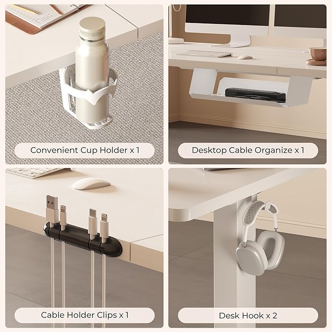 FitStand Adjustable Standing Desk, Large 79x31 Inches Standing Desk with Cable Management, Height Adjustable Home Office Computer Desk with Memory Preset& Cup Holder, White